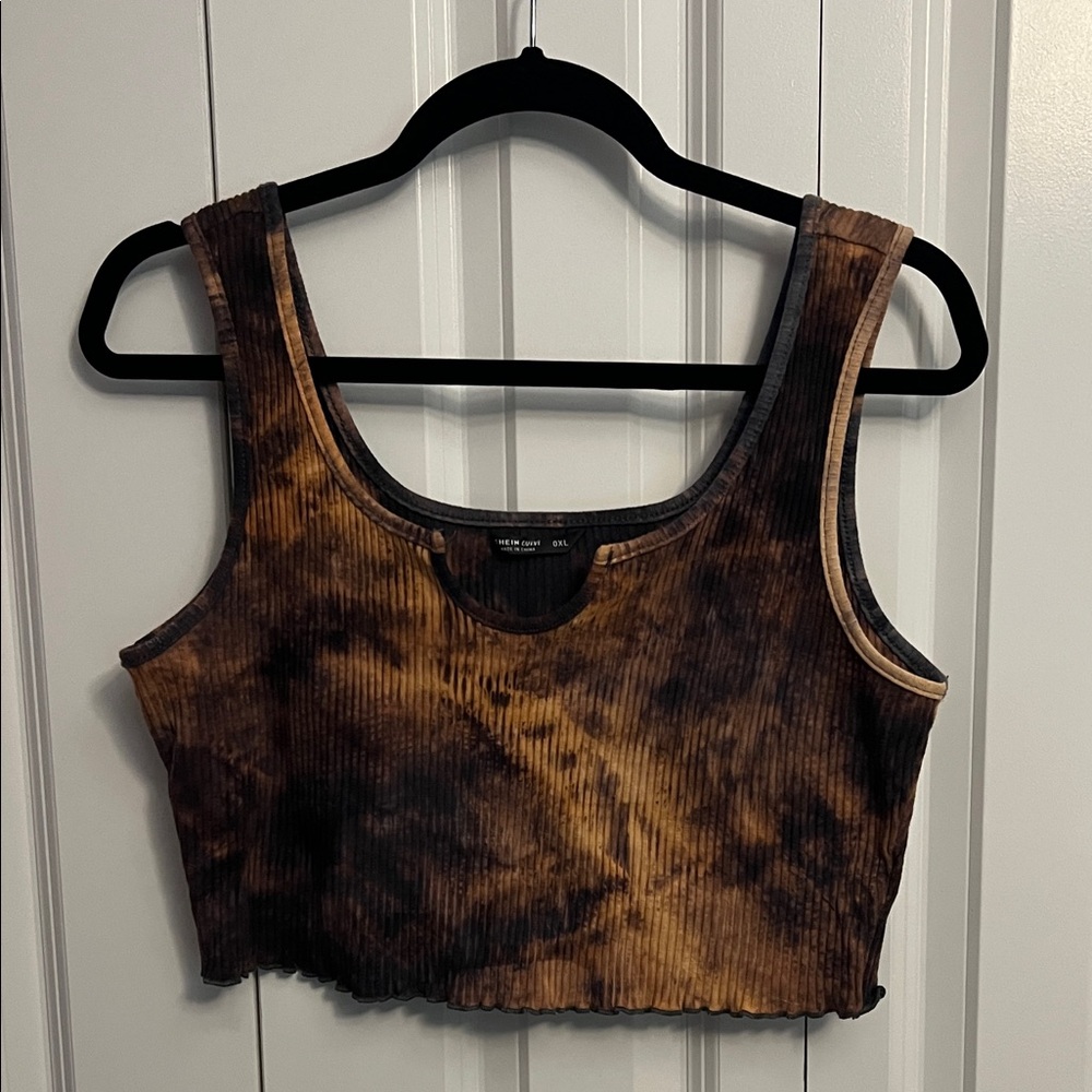 SHEIN Black and Brown Ribbed Crop Top